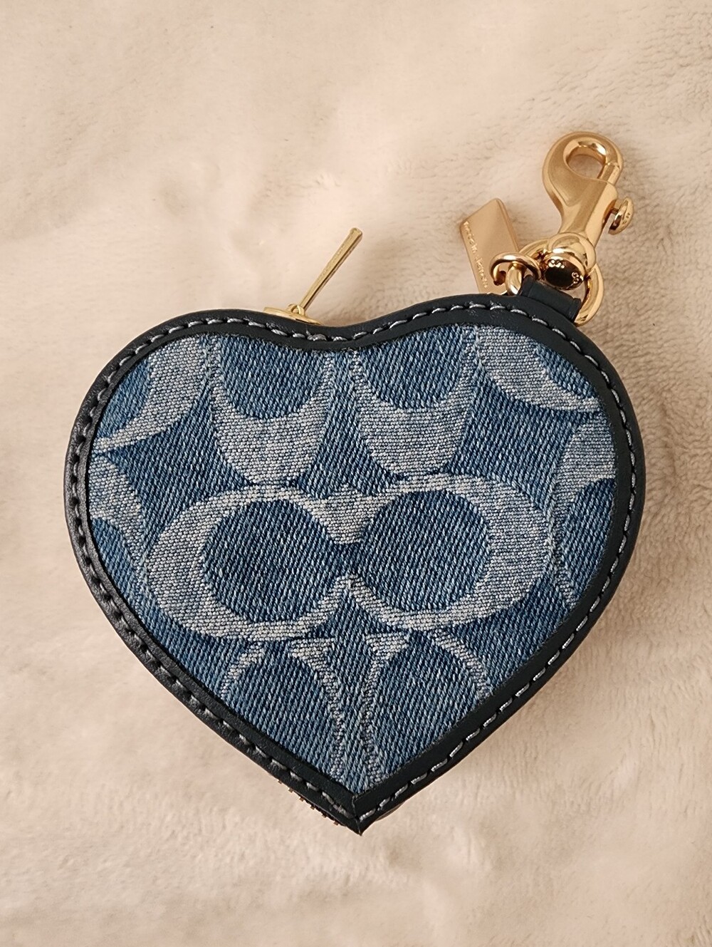 Coach Denim Heart Bag Charm/Coin Purse - Picture 3 of 5